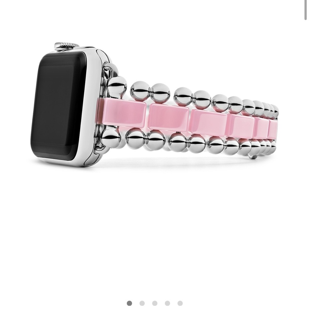 LAGOS Pink Enamel and Silver Bead Bracelet Apple Watch Band